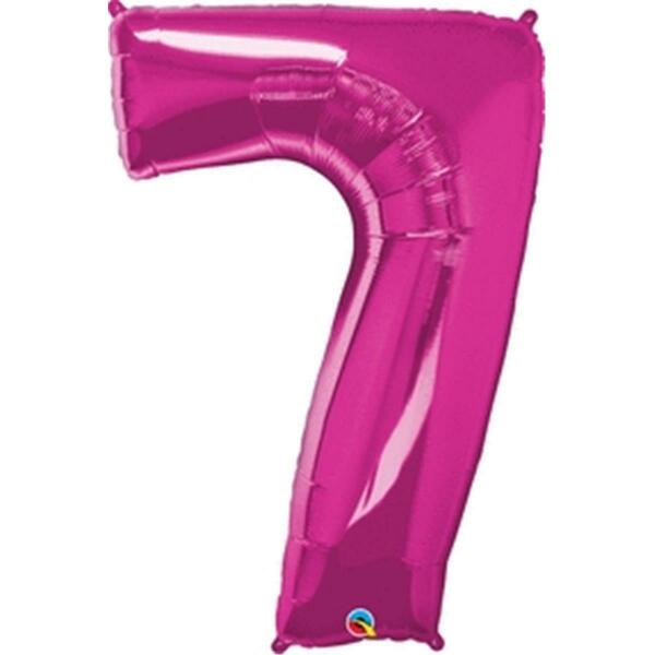 Anagram 42 in. Number 7 Magenta Shape Air Fill Foil Balloon 87843